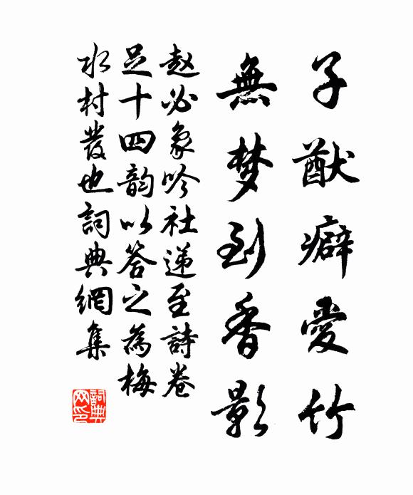 趙必象子猷癖愛竹,無夢到香影書法作品欣賞