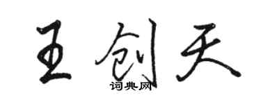 駱恆光王創天行書個性簽名怎么寫