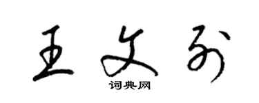 梁錦英王文列草書個性簽名怎么寫