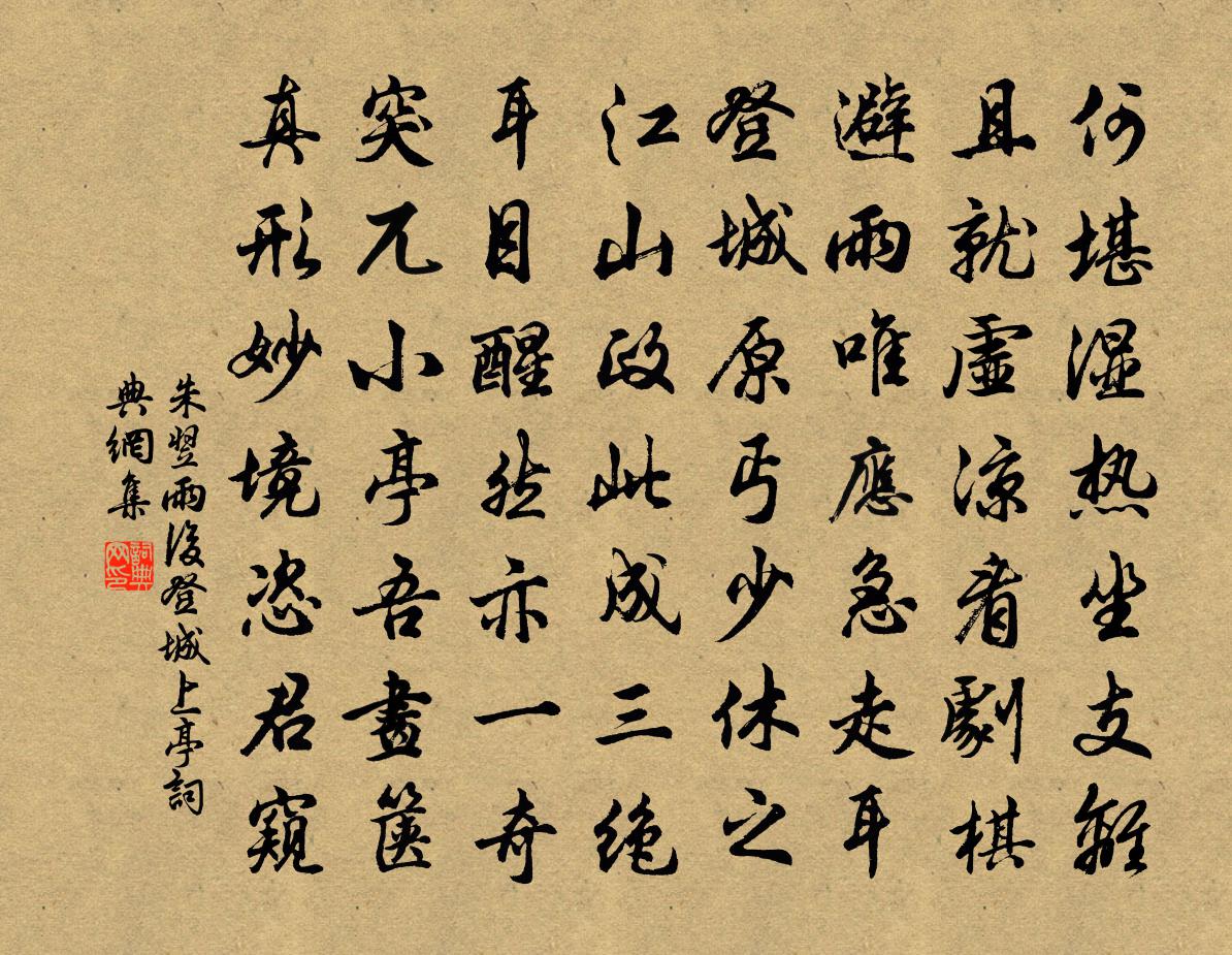 朱翌雨後登城上亭書法作品欣賞