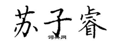 丁謙蘇子睿楷書個性簽名怎么寫