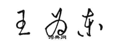 駱恆光王為東草書個性簽名怎么寫