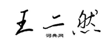 王正良王二然行書個性簽名怎么寫