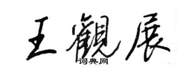 王正良王觀展行書個性簽名怎么寫