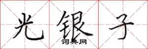 田英章光銀子楷書怎么寫