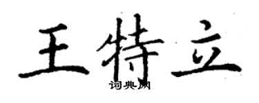 丁謙王特立楷書個性簽名怎么寫