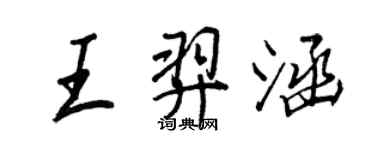 王正良王羿涵行書個性簽名怎么寫