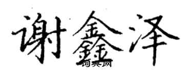 丁謙謝鑫澤楷書個性簽名怎么寫