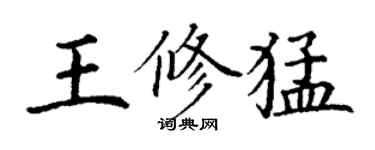 丁謙王修猛楷書個性簽名怎么寫