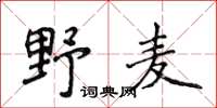 侯登峰野麥楷書怎么寫