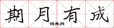 袁強期月有成楷書怎么寫