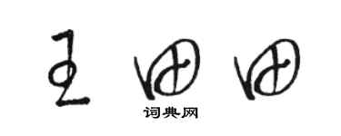 駱恆光王田田草書個性簽名怎么寫