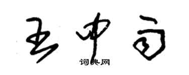 朱錫榮王中雨草書個性簽名怎么寫