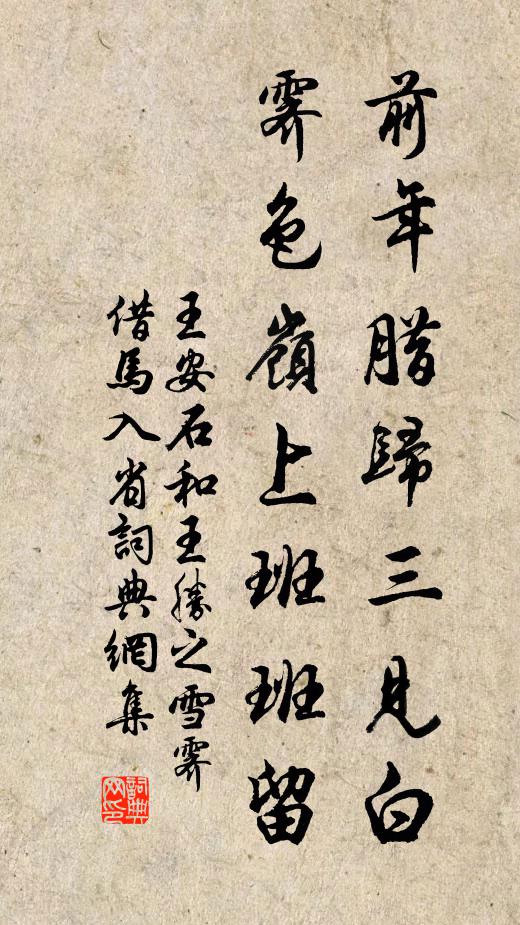 王安石前年臘歸三見白,霽色嶺上班班留書法作品欣賞