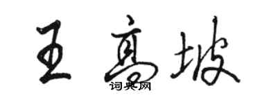 駱恆光王高坡行書個性簽名怎么寫