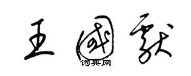 梁錦英王國獻草書個性簽名怎么寫