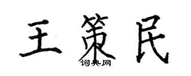 何伯昌王策民楷書個性簽名怎么寫