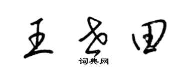 梁錦英王世田草書個性簽名怎么寫