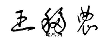 曾慶福王移農草書個性簽名怎么寫