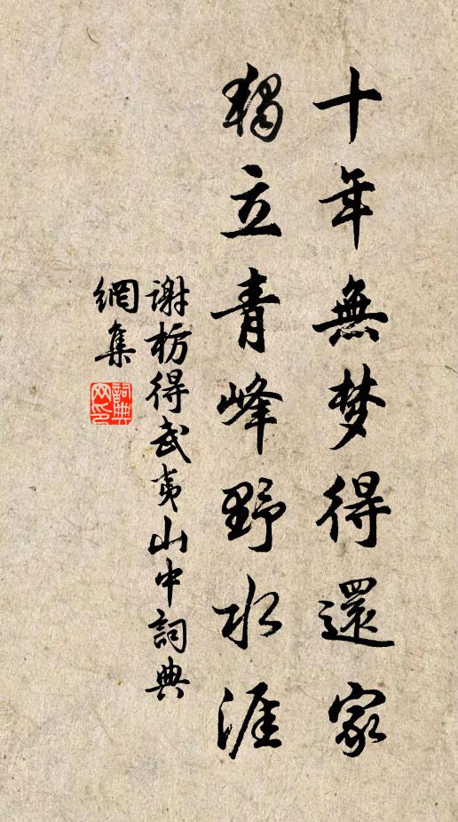 謝枋得十年無夢得還家,獨立青峰野水涯。書法作品欣賞