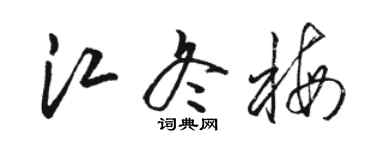 駱恆光江冬梅草書個性簽名怎么寫