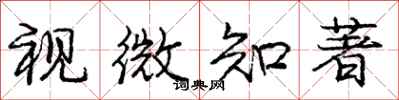 龐中華視微知著行書怎么寫