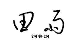 梁錦英田雨草書個性簽名怎么寫