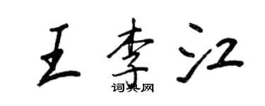 王正良王李江行書個性簽名怎么寫