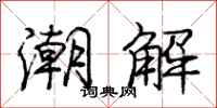龐中華潮解行書怎么寫