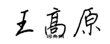王正良王高原行書個性簽名怎么寫