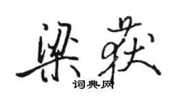 駱恆光梁獲行書個性簽名怎么寫