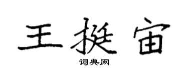 袁強王挺宙楷書個性簽名怎么寫