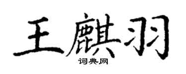 丁謙王麒羽楷書個性簽名怎么寫