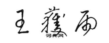 駱恆光王獲雨草書個性簽名怎么寫