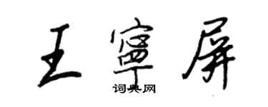 王正良王寧屏行書個性簽名怎么寫