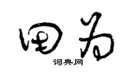 曾慶福田為草書個性簽名怎么寫