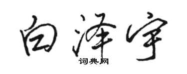 駱恆光白澤宇行書個性簽名怎么寫