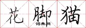 田英章花腳貓楷書怎么寫