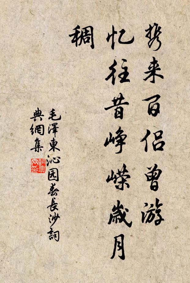 毛*澤*東攜來百侶曾游,憶往昔崢嶸歲月稠。書法作品欣賞