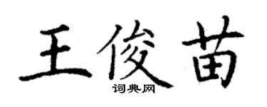 丁謙王俊苗楷書個性簽名怎么寫