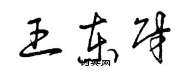 曾慶福王東財草書個性簽名怎么寫