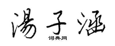 王正良湯子涵行書個性簽名怎么寫
