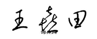 梁錦英王喜田草書個性簽名怎么寫