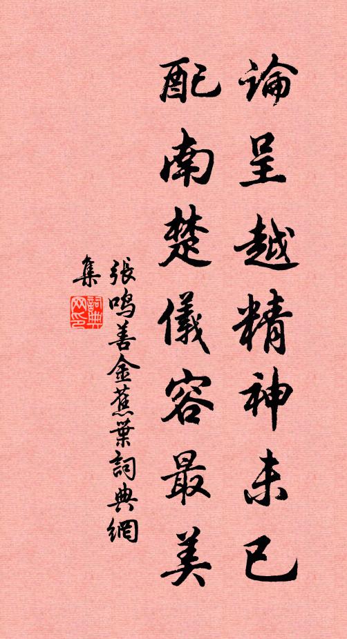 張鳴善論呈越精神未已,配南楚儀容最美書法作品欣賞