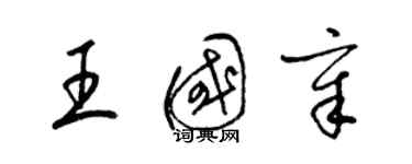 梁錦英王國章草書個性簽名怎么寫