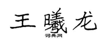 袁強王曦龍楷書個性簽名怎么寫