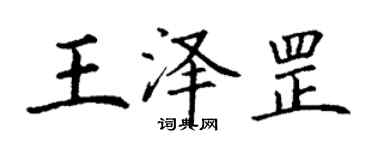 丁謙王澤罡楷書個性簽名怎么寫