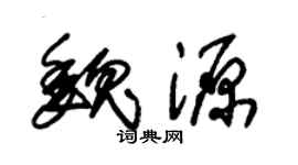 朱錫榮魏源草書個性簽名怎么寫