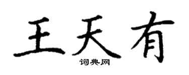 丁謙王天有楷書個性簽名怎么寫