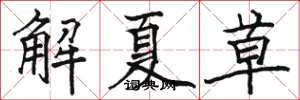 駱恆光解夏草楷書怎么寫